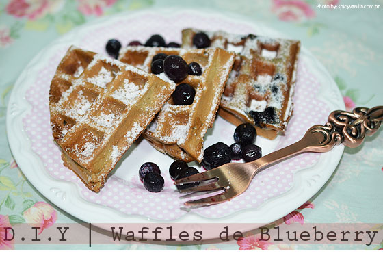 Receita waffles blueberry